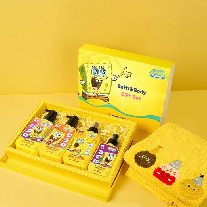 Gift Set ~ Hair Care For Girls 8–12 Years | Shampoo + Conditioner / Protein Cream + Hair Serum + Sun-Protection Hair Spray + Yellow Gift Bag + FREE Keychain