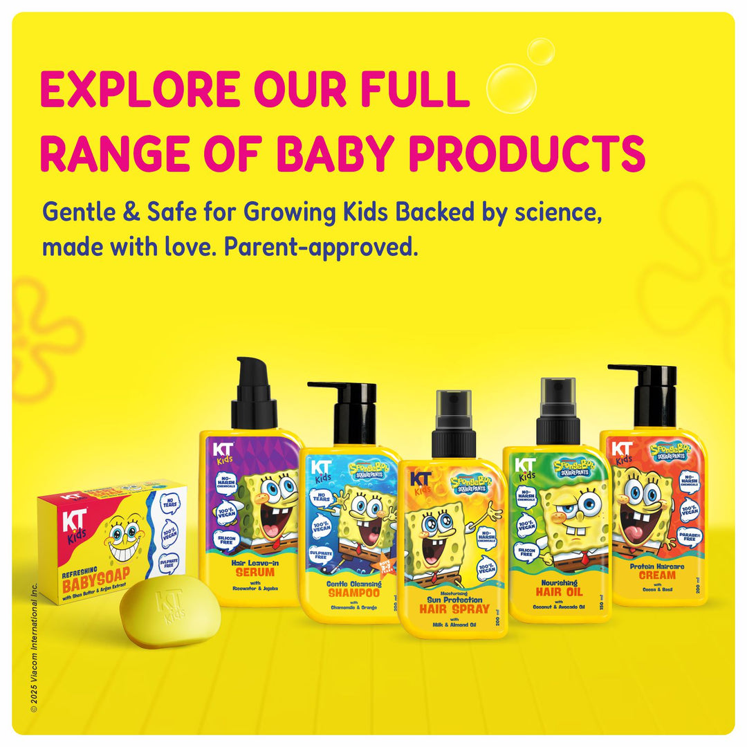 Gift Set ~ Hair Care For Girls 8–12 Years | Shampoo + Conditioner / Protein Cream + Hair Serum + Sun-Protection Hair Spray + Yellow Gift Bag + FREE Keychain