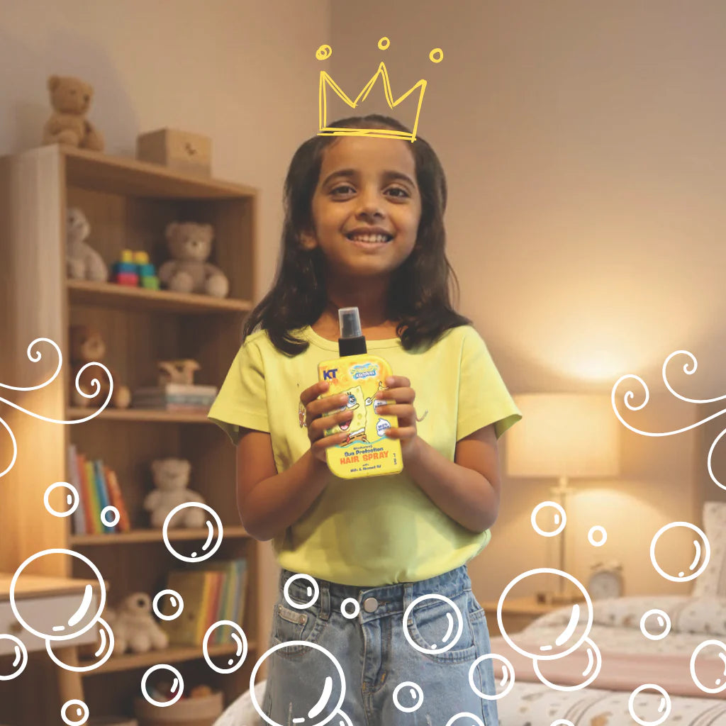 Gift Set ~ Hair Care For Girls 8–12 Years | Shampoo + Conditioner / Protein Cream + Hair Serum + Sun-Protection Hair Spray + Yellow Gift Bag + FREE Keychain